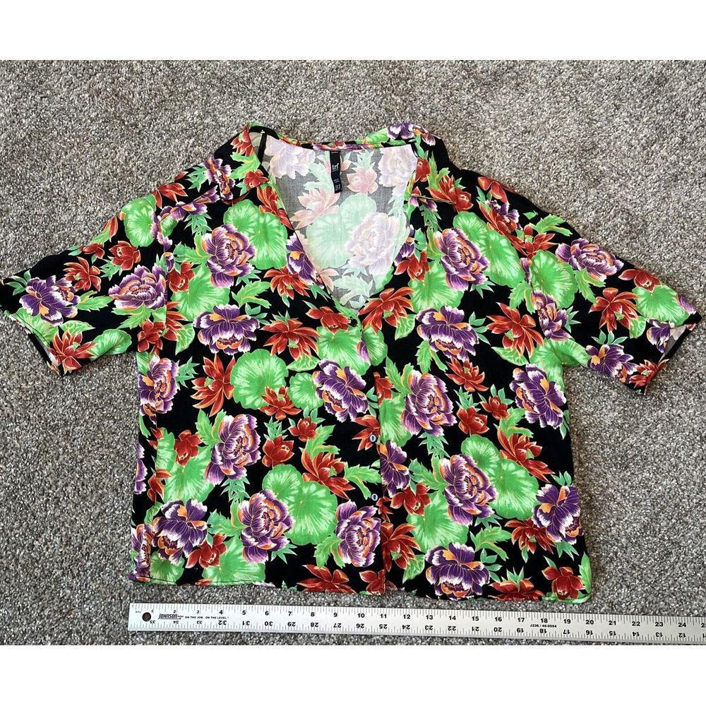 Zara Trf Collection Women's  Floral Hawaiian Short Sleeve Shirt US Size Medium